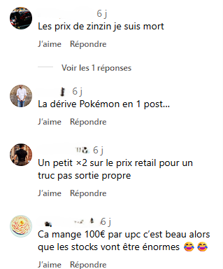 Commentaire critiquant les prix de